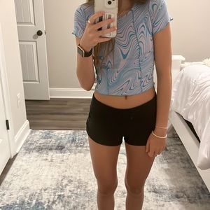 Marble cropped purple and blue top